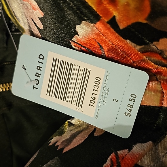 Torrid Sexy-Velvet Floral ZipUp Corset NWT $48 Size 2 - Picture 2 of 9